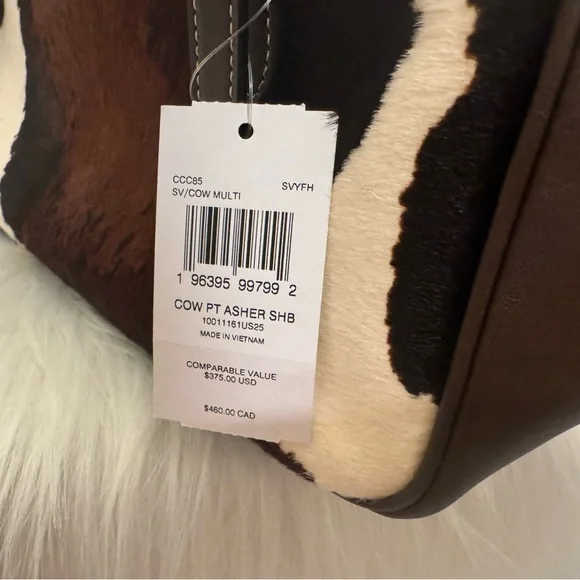 NWT Coach Asher Shoulder Bag With Cow Print CCC85 Cow Printed Haircalf Cow Multi - Picture 11 of 11